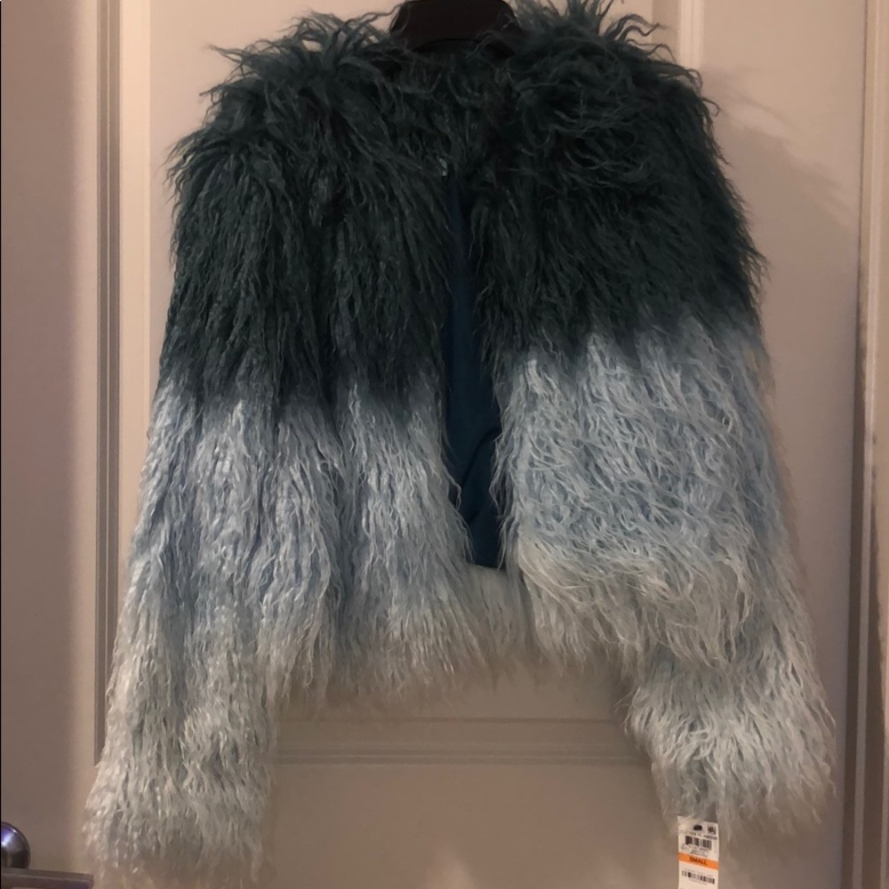 Blue ombré fur jacket